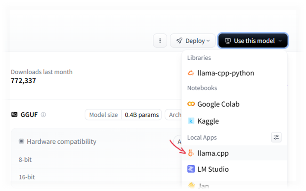 Hugging Face Model App Select