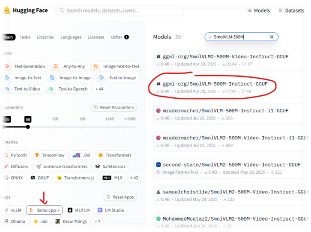 Hugging Face Model Select